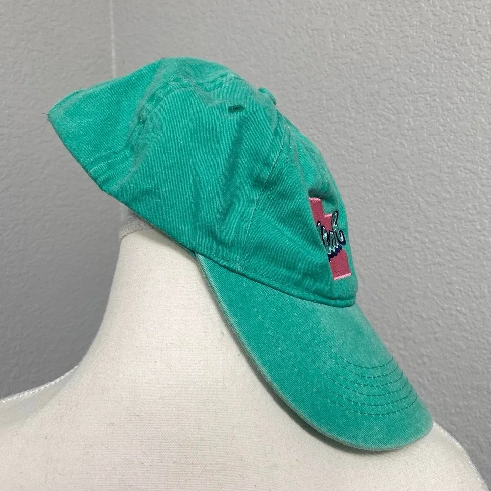 UTAH STATE BASEBALL CAP PINK LOGO TURQUOISE ADJUSTABLE HAT CASUAL SPORTY GRANOLA